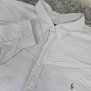 Polo Ralph Lauren Mens 4XB Blue Striped Cotton Button Down Shirt